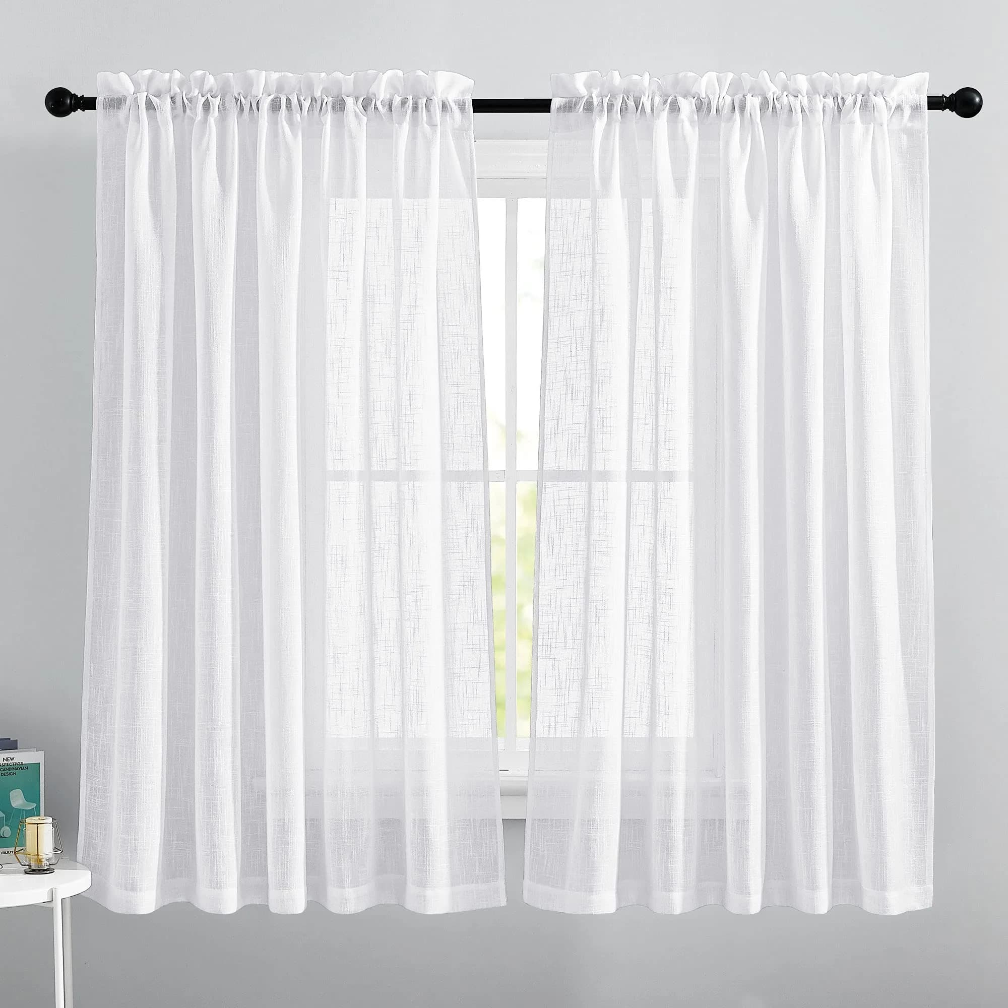 NICETOWN Sheer Linen Curtains Natural Style, W66 x L63 | Privacy & Elegant Linen Look - main product image