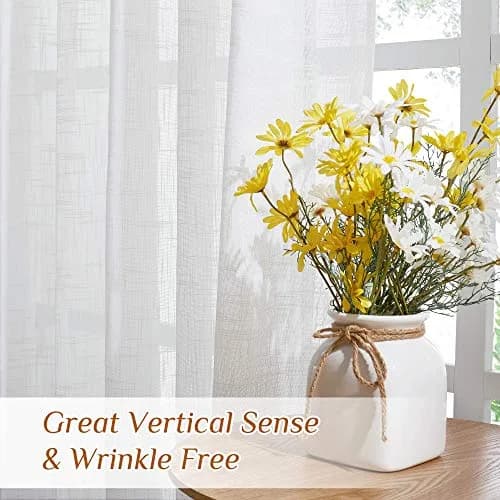 NICETOWN Sheer Linen Curtains Natural Style, W66 x L63 | Privacy & Elegant Linen Look thumbnail 5