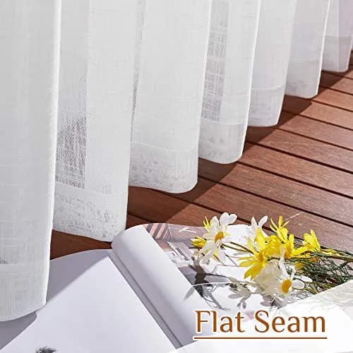 NICETOWN Sheer Linen Curtains Natural Style, W66 x L63 | Privacy & Elegant Linen Look thumbnail 6