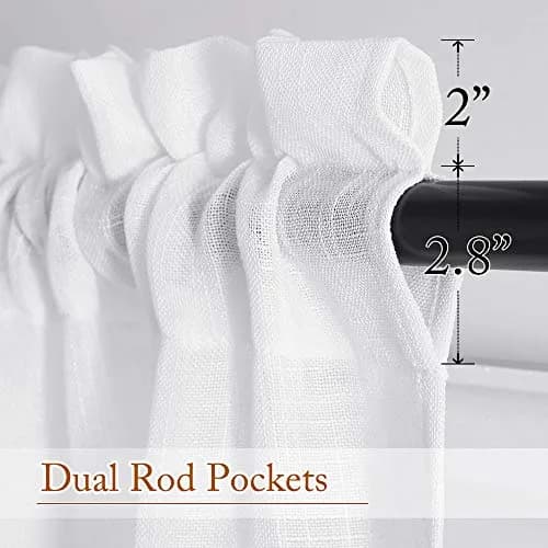 NICETOWN Sheer Linen Curtains Natural Style, W66 x L63 | Privacy & Elegant Linen Look thumbnail 2