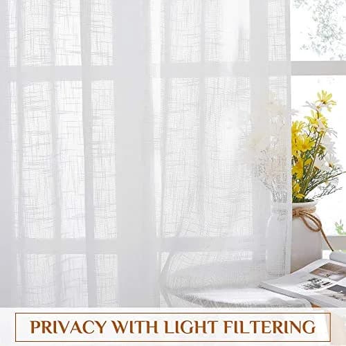 NICETOWN Sheer Linen Curtains Natural Style, W66 x L63 | Privacy & Elegant Linen Look thumbnail 3