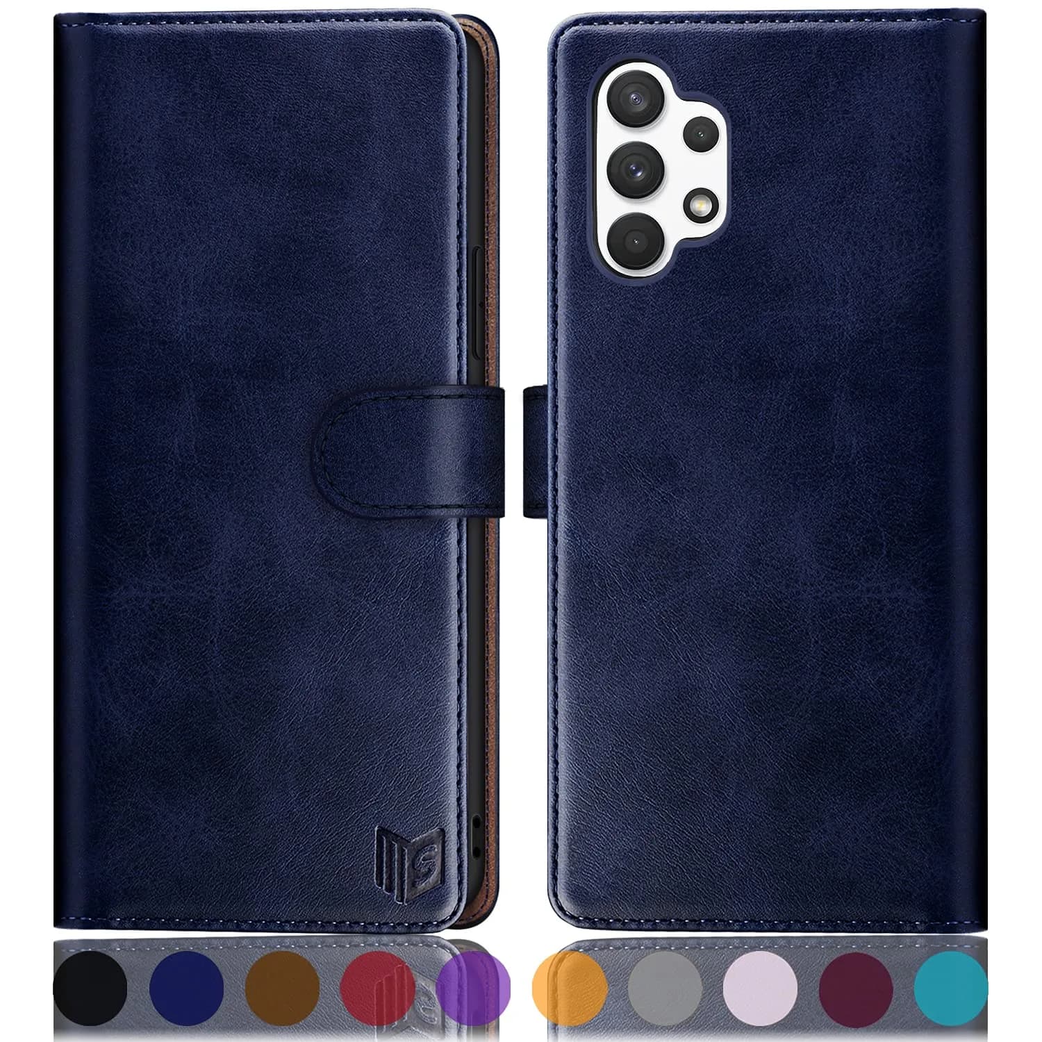 SUANPOT RFID Blocking Wallet Case for Samsung Galaxy A32 5G with Card Holder & Flip Folio | Blue - main product image