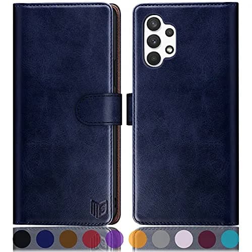 SUANPOT RFID Blocking Wallet Case for Samsung Galaxy A32 5G with Card Holder & Flip Folio | Blue thumbnail 1