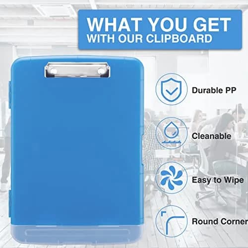 Sooez Storage Clipboard with Pen Holder 25.4cm x 36.8cm (10" x 14.5") | Sturdy Plastic Organizer for School & Office thumbnail 4