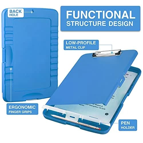 Sooez Storage Clipboard with Pen Holder 25.4cm x 36.8cm (10" x 14.5") | Sturdy Plastic Organizer for School & Office thumbnail 2