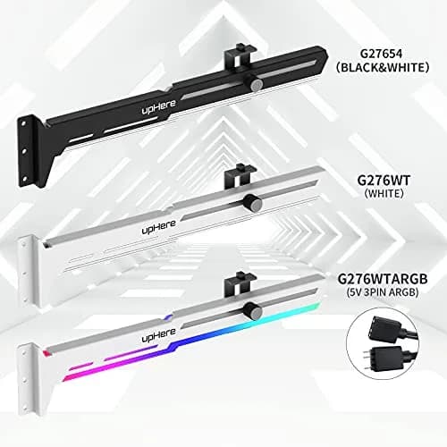 upHere G276WT White Graphics Card GPU Brace Support Bracket | Adjustable Length and Height Support thumbnail 6