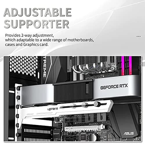 upHere G276WT White Graphics Card GPU Brace Support Bracket | Adjustable Length and Height Support thumbnail 3