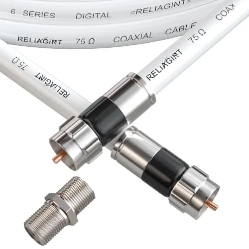 RELIAGINT 15ft (4.57m) RG6 Coaxial Cable, 75 Ohm High-Speed, White | Stable Signal for HD TV & Internet thumbnail 1