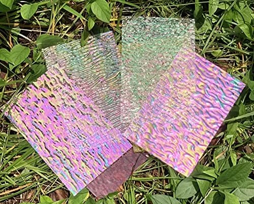 Lanyani Iridescent Stained Glass Sheets 4x6 Inches (12-Pack) | Cathedral Art Glass for Mosaic Work Craft thumbnail 4