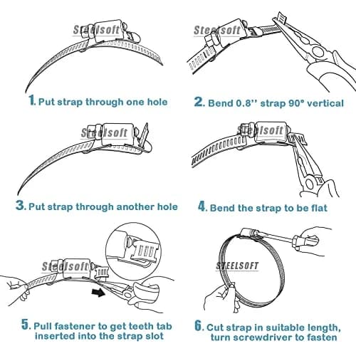 Steelsoft Stainless Steel Worm Gear Hose Clamp Kit | Cut-To-Fit 50ft Strap + 24 Fasteners | 2.5" to 190" Diameter Range thumbnail 2
