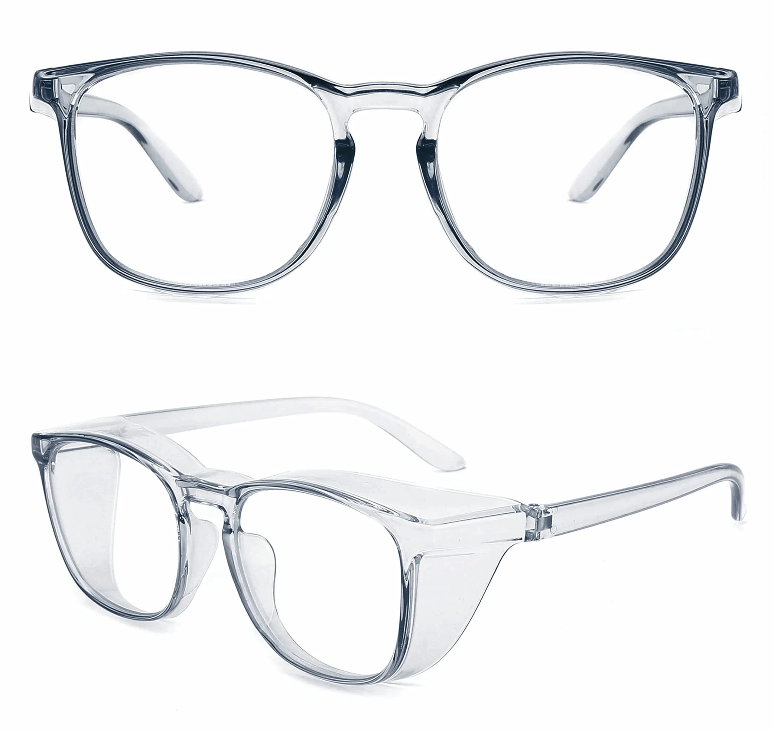 Alsenor Anti Fog Safety Glasses with Blue Light Blocking, UV Protection, and Anti-Scratch Lenses | Clear Round Frame — Blue