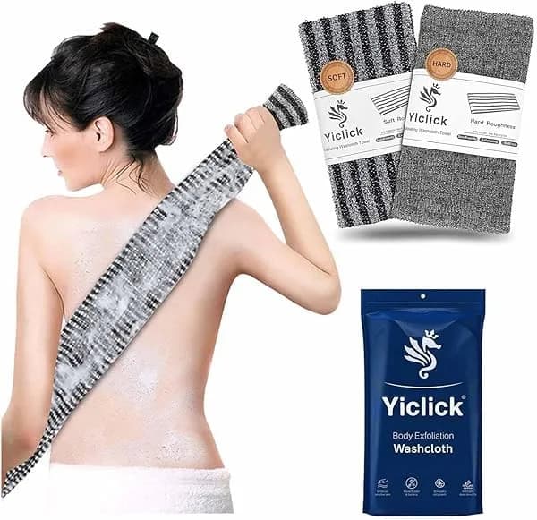 Yiclick Exfoliating Washcloth Towel Back Scrubber for Shower 2-Pack (40 inch / 101.6 cm) | Korean Japanese Style - main product image