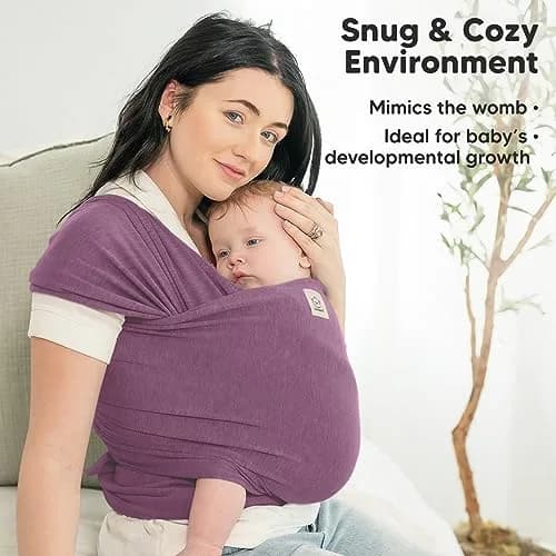 KeaBabies Original Baby Wrap Carrier Dark Mauve | Ergonomic, IHDI Certified, Breathable Fabric for Newborns to Toddlers thumbnail 6