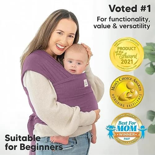 KeaBabies Original Baby Wrap Carrier Dark Mauve | Ergonomic, IHDI Certified, Breathable Fabric for Newborns to Toddlers thumbnail 3