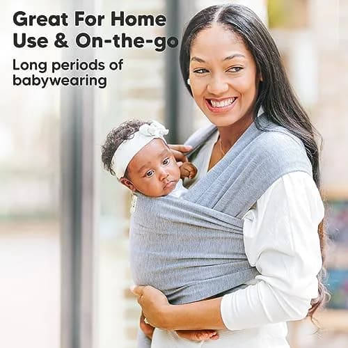 KeaBabies Original Baby Wrap Carrier Light Heather | Ergonomic Hip-Healthy Sling for Newborns to Toddlers (0.5 kg / 1.1 lb) thumbnail 7