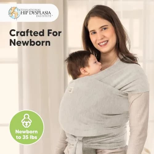 KeaBabies Original Baby Wrap Carrier Stone Gray | Ergonomic, IHDI Certified, Breathable Fabric for Newborns to Toddlers thumbnail 2