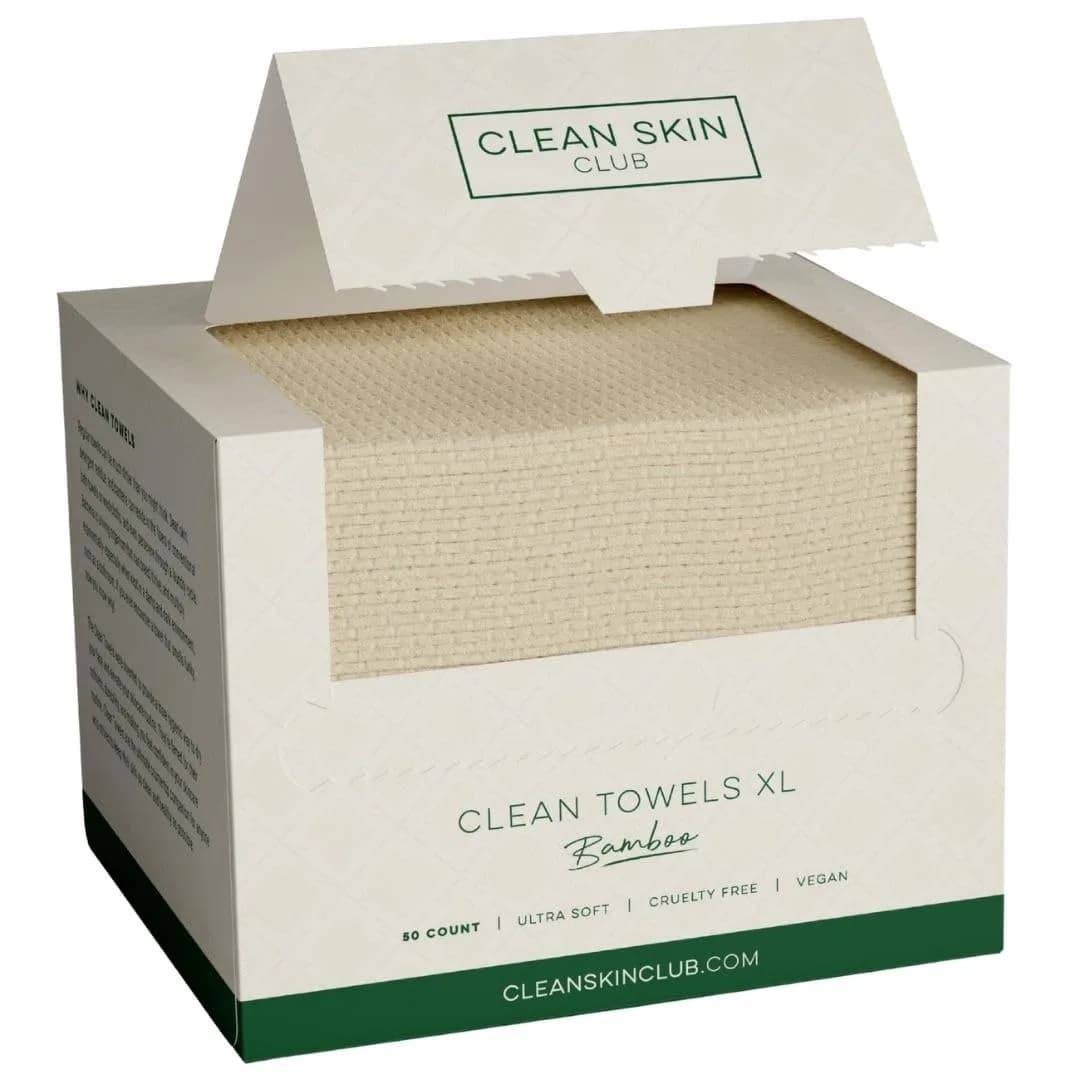 Clean Skin Club Clean Towels XL Bamboo Viscose Face Towels 50 Count | USDA Biobased Dry Wipes - main product image