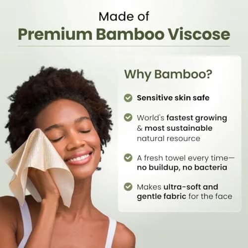 Clean Skin Club Clean Towels XL Bamboo Viscose Face Towels 50 Count | USDA Biobased Dry Wipes thumbnail 3