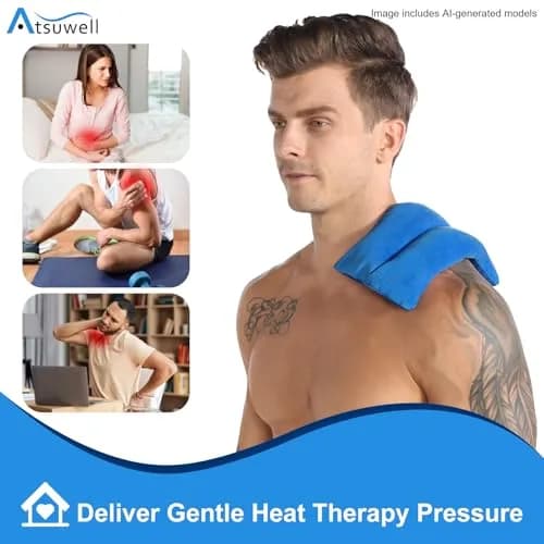 Atsuwell Microwave Heating Pad 6 x 11 Inch Blue | Soothing Moist Heat for Cramps & Joint Relief thumbnail 2