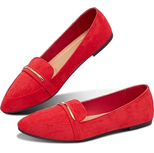 Obtaom Women's Pointy Toe Loafer Flat Faux Suede Shoes | Comfortable Daily Workwear (70-120c) thumbnail 1