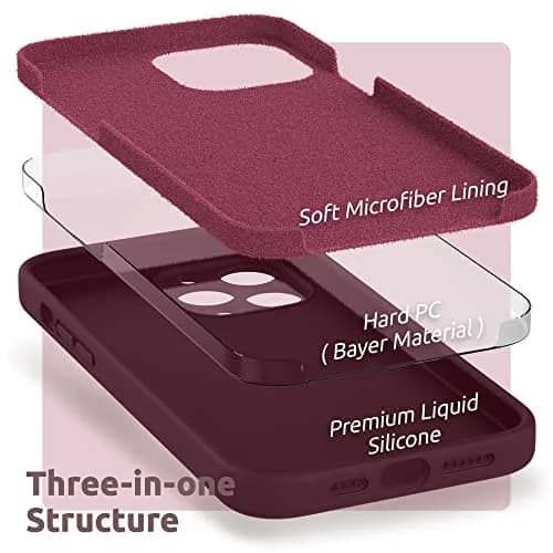 SURPHY Liquid Silicone Case for iPhone 12 Pro Max with Camera Protection & Microfiber Lining, Plum thumbnail 4