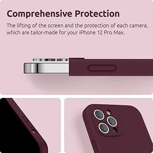 SURPHY Liquid Silicone Case for iPhone 12 Pro Max with Camera Protection & Microfiber Lining, Plum thumbnail 7