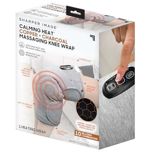 Calming Comfort Electric Heating Pad Knee Wrap | Copper & Charcoal, Auto Shut-Off, 2 Heat & 5 Vibration Settings, 76.2cm x 42cm thumbnail 1