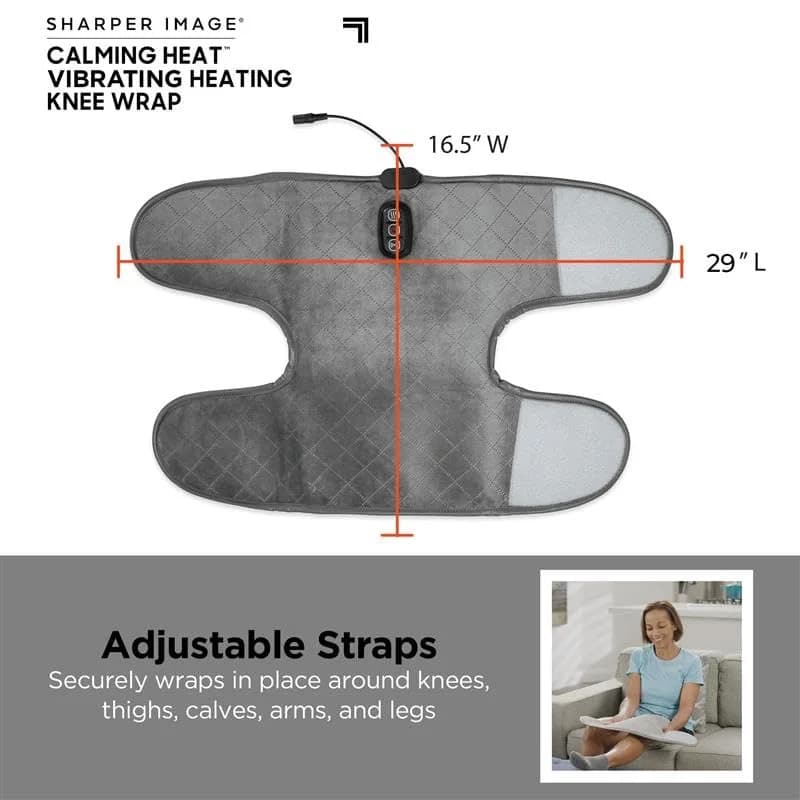 Calming Comfort Electric Heating Pad Knee Wrap | Copper & Charcoal, Auto Shut-Off, 2 Heat & 5 Vibration Settings, 76.2cm x 42cm thumbnail 6