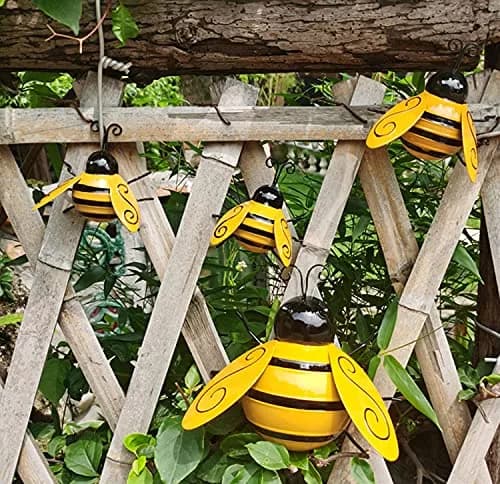 Yungeln Metal Wall Art Set of 4 Bumble Bees 10cm (3.97in) | Adds Whimsical Charm to Your Garden thumbnail 4