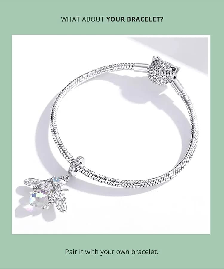 MEETCCY 925 Sterling Silver Bee Charm 28mm (0.92in) | Genuine Antique Finish for Pandora Bracelets thumbnail 9