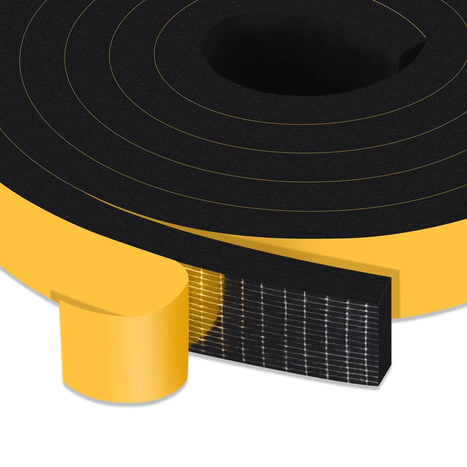 Trisiki High Density Foam Weather Stripping Seal Strip 12.7mm x 6.35mm x 7.9m (1/2 In x 1/4 In x 26Ft) | Energy Saving Door Seal — Black