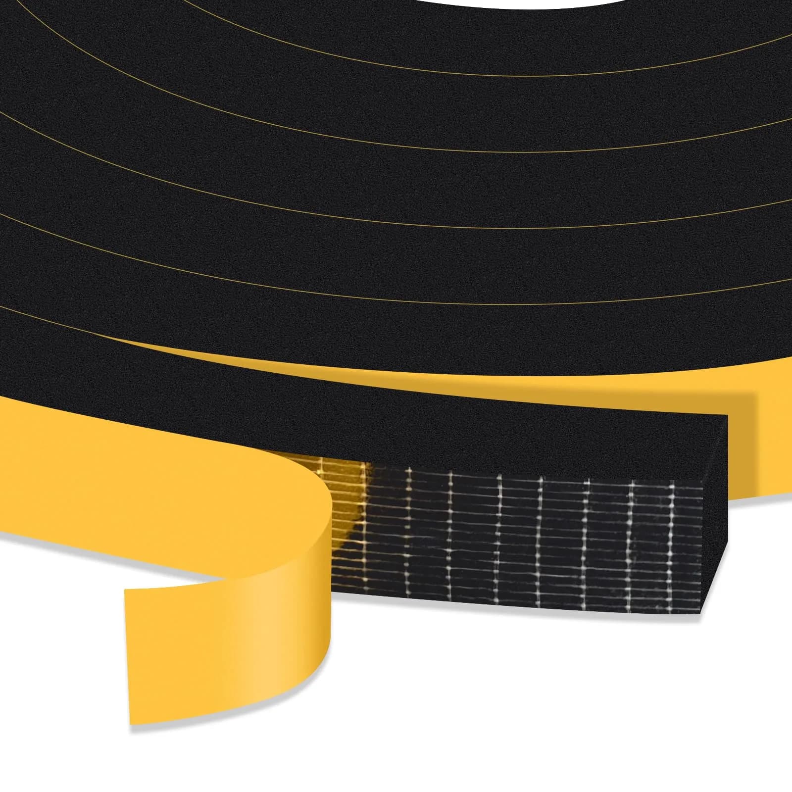 Trisiki High Density Foam Weather Stripping Seal Strip 12.7mm x 6.35mm x 7.9m (1/2 In x 1/4 In x 26Ft) | Energy Saving Door Seal — Black / 1/2 In x 1/2 In x 13Ft