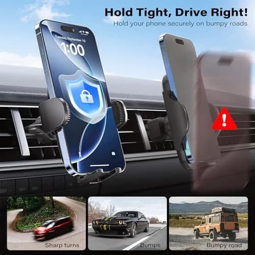 APPS2Car Car Phone Holder Mount, Strong Suction Dashboard & Windshield, Fits 4-7 Inch Phones, 360° Rotation, One-Touch Release, Ideal for Delivery & Uber thumbnail 6