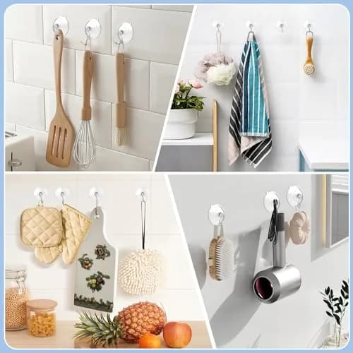 Hangerspace Suction Cup Hooks, Large, Clear | Reusable Waterproof Wall Hooks for Bathroom & Kitchen thumbnail 6