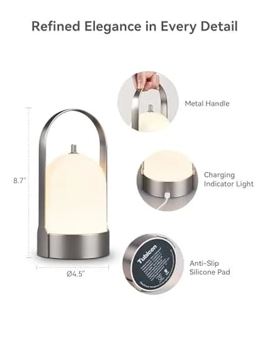Tubicen Portable Table Lamp Rechargeable Outdoor Lantern with Handle | Waterproof, Dimmable, 4000mAh Battery thumbnail 5