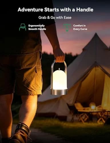 Tubicen Portable Table Lamp Rechargeable Outdoor Lantern with Handle | Waterproof, Dimmable, 4000mAh Battery thumbnail 2