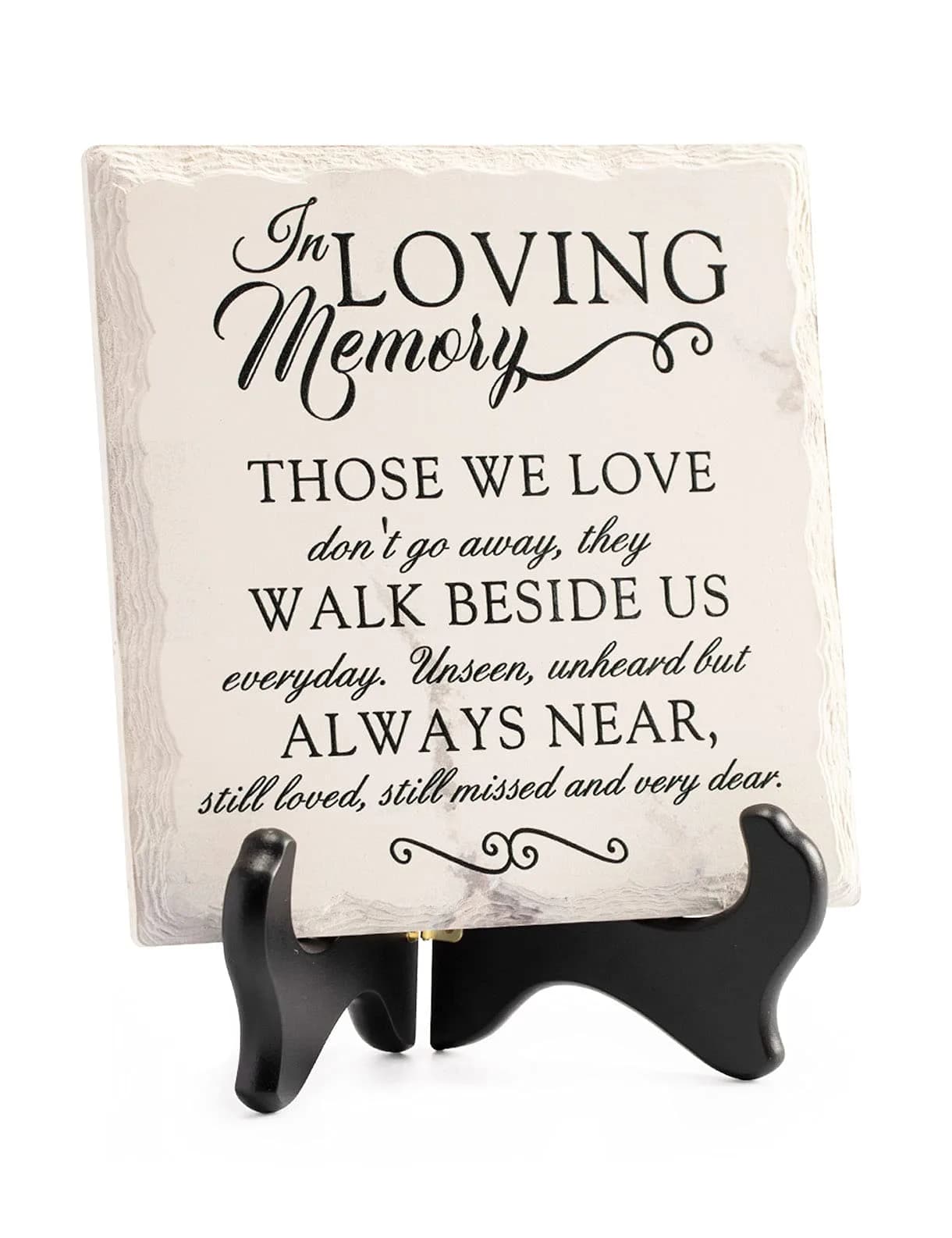 LukieJac Sympathy Gifts for Loss of Loved One In Memory of Mother Father Plaque with Wooden Stand | Bereavement & Condolences Sign