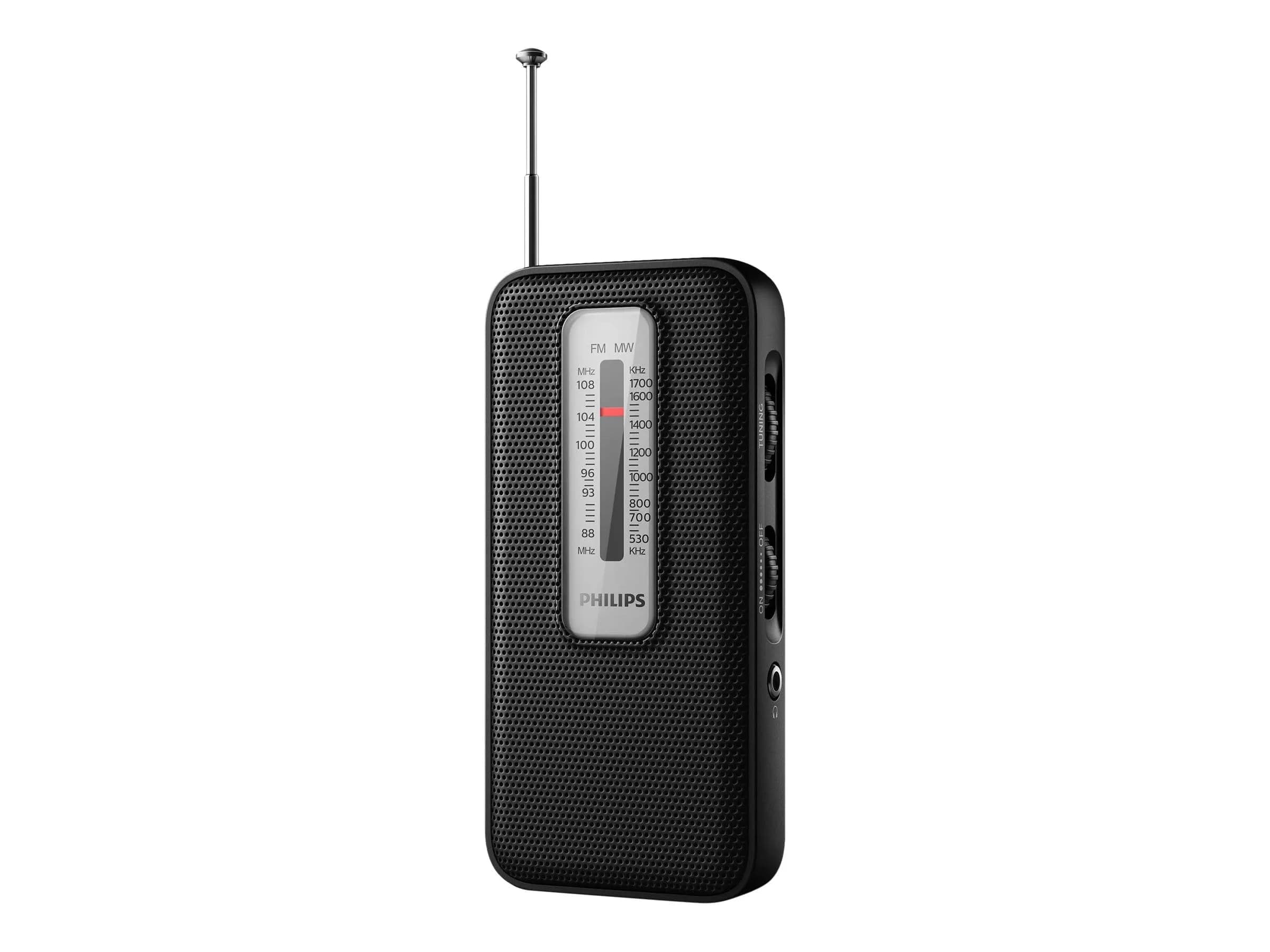 PHILIPS TAR1506 Portable AM FM Radio, Battery Operated, Tuning Light, Excellent Reception Black (15.62 cm x 8.5 cm x 3.73 cm) - main product image