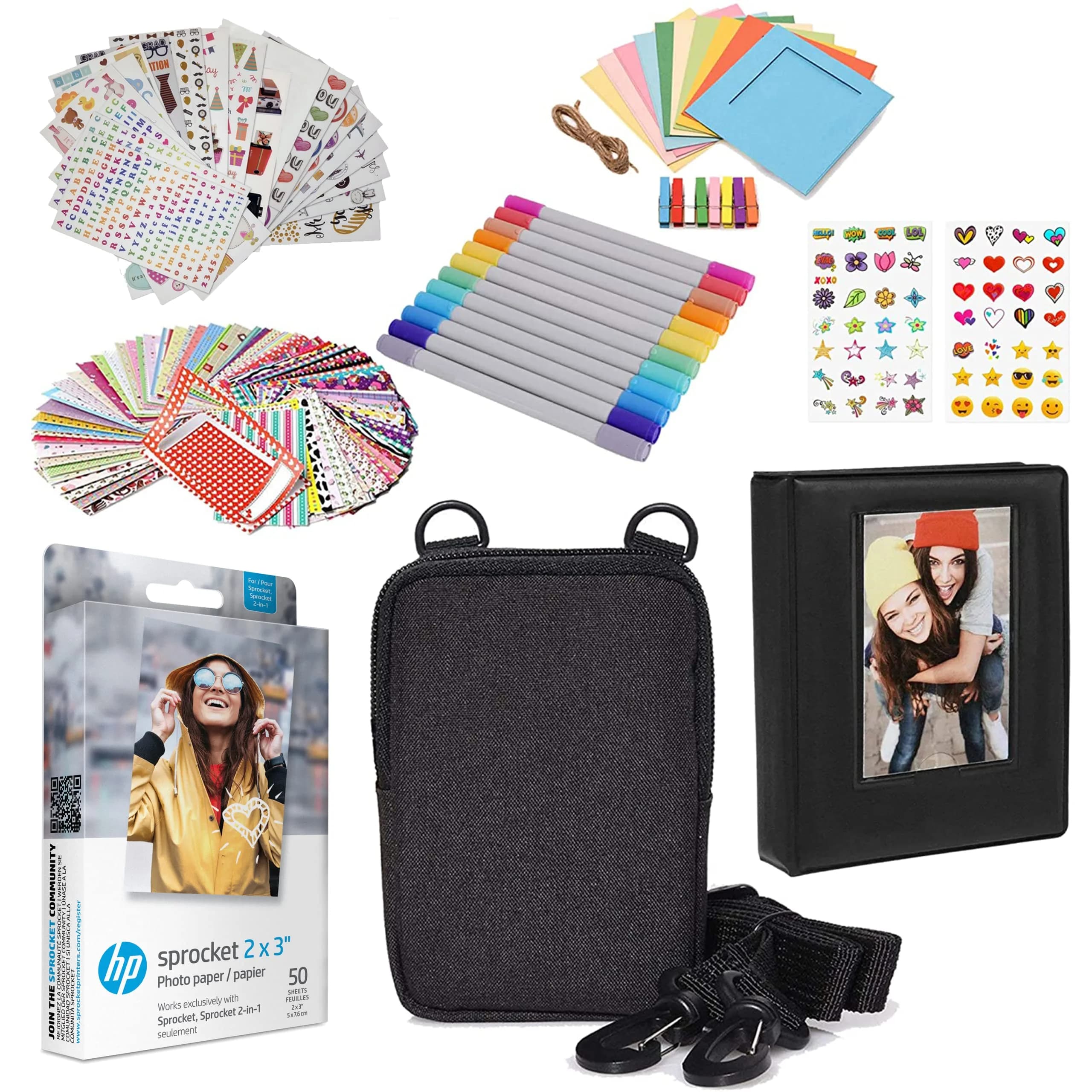 HP Sprocket 2x3" Premium Zink Sticky Back Photo Paper (20 Sheets) | Fade-Resistant & Acid-Free — Gift Bundle