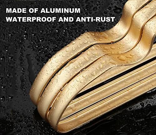 Amber Home Matte Gold Aluminum Coat Hangers 20 Pack, 41.9 cm (16.5”) Extra Smooth & Durable Metal Shirt Dress Hanger, Light & Sturdy Rack for Jacket Trouser Pant Slack thumbnail 5