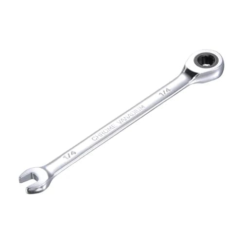 uxcell 1/4 Inch Ratcheting Combination Wrench SAE 72 Teeth 12 Point | Durable Chrome Vanadium Steel, Narrow Space 5° Ratchet thumbnail 1