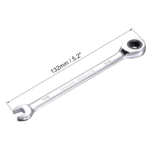 uxcell 1/4 Inch Ratcheting Combination Wrench SAE 72 Teeth 12 Point | Durable Chrome Vanadium Steel, Narrow Space 5° Ratchet thumbnail 2
