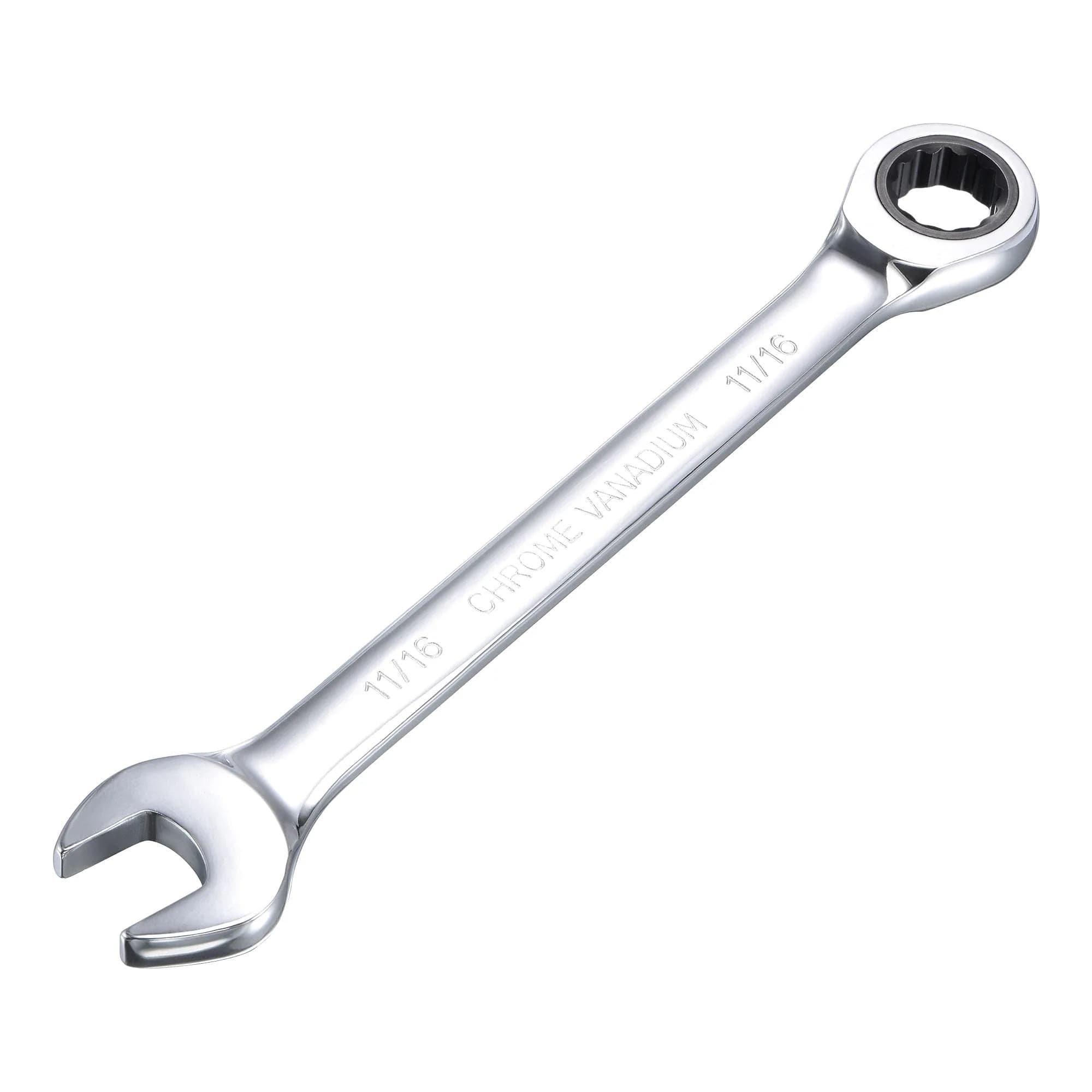 uxcell 11/16 Inch Ratcheting Combination Wrench SAE 72 Teeth 12 Point Ratchet Box Ended Spanner Tools, Cr-V | Durable, Precise & Water-Resistant