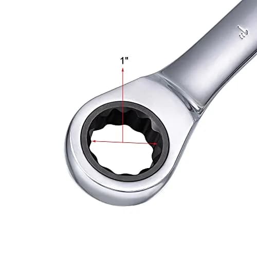 uxcell 1 Inch Ratcheting Combination Wrench SAE 72 Teeth 12 Point | Heavy Duty Chrome Vanadium Steel thumbnail 3