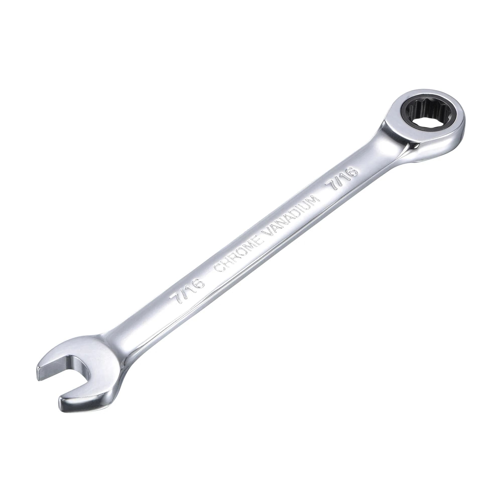uxcell 7/16 Inch Ratcheting Combination Wrench SAE 72 Teeth 12 Point Ratchet Box Ended Spanner Tools, Cr-V | Durable, Precise & Rust-Resistant