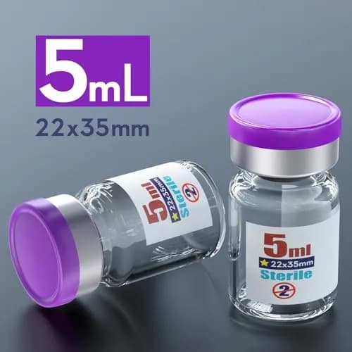 Ks-Tek Sterile Empty Vials with Self-Healing Injection Port 5ml (0.169 Fl Oz) | Pack of 10, Purple thumbnail 2