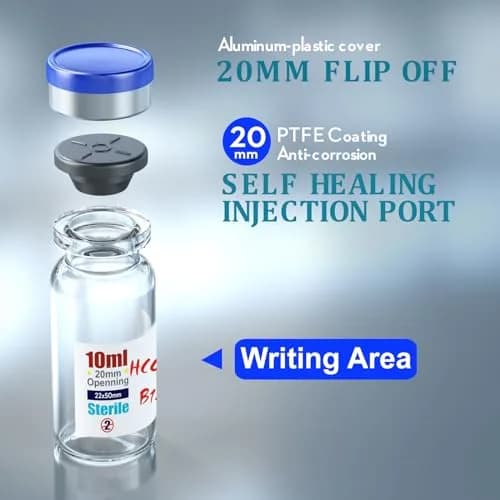Ks-Tek Sterile Empty Vials with Self-Healing Injection Port 10ml (0.338 Fl Oz) | Pack of 10 thumbnail 3