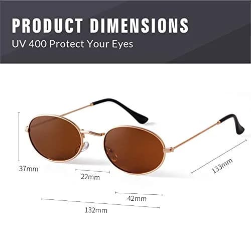 GIFIORE Oval Sunglasses for Women Men, Small Oval Metal Frame Sunglasses 50mm (1.97 inches) | Polarized UV400 Protection thumbnail 4