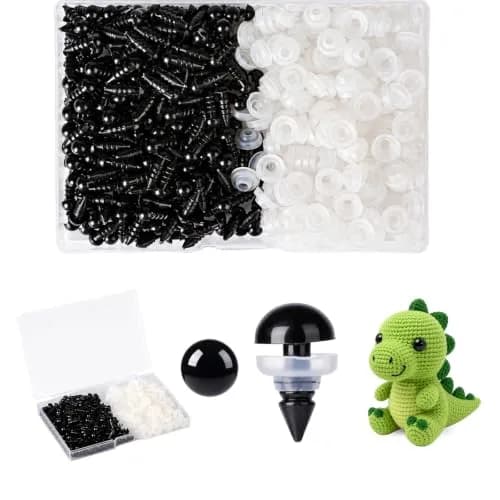 Vanblue Safety Eyes 9mm Black Plastic Craft Eyes with Washers for Amigurumi & Stuffed Animals (260PCS) thumbnail 1