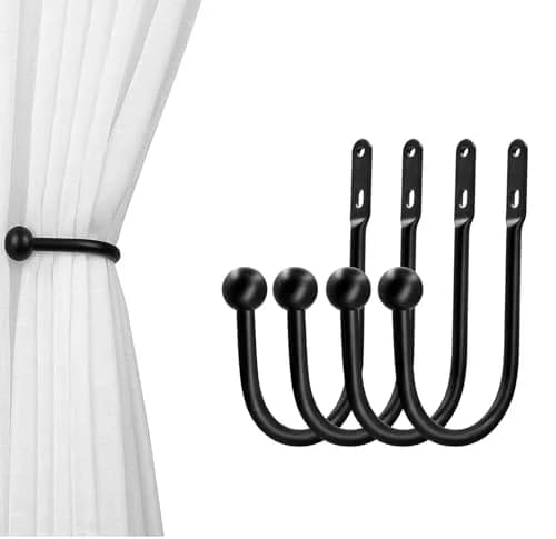 VRSS Black Wall Mount Curtain Tiebacks Drapery Holdbacks 4Pcs | Simple Vintage Style thumbnail 1